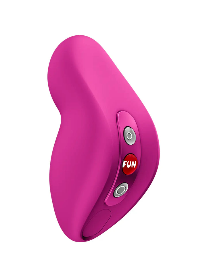 FUN FACTORY Allure in pink angled view showing compact ergonomic silicone design and simple control buttons.