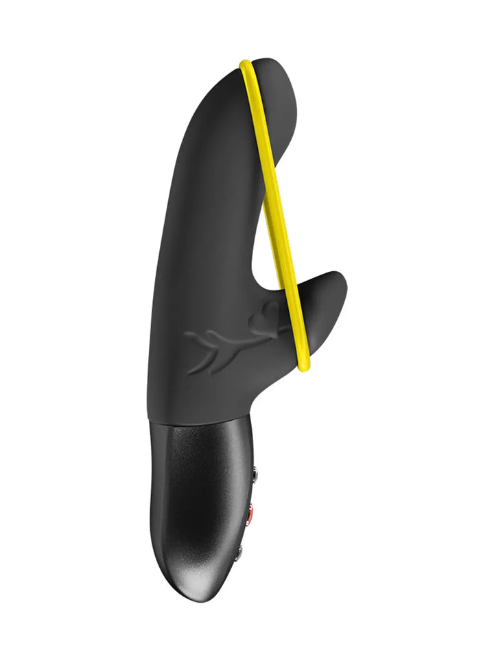 FUN FACTORY Amorino in black back view showing the flexible loop and compact ergonomic profile.