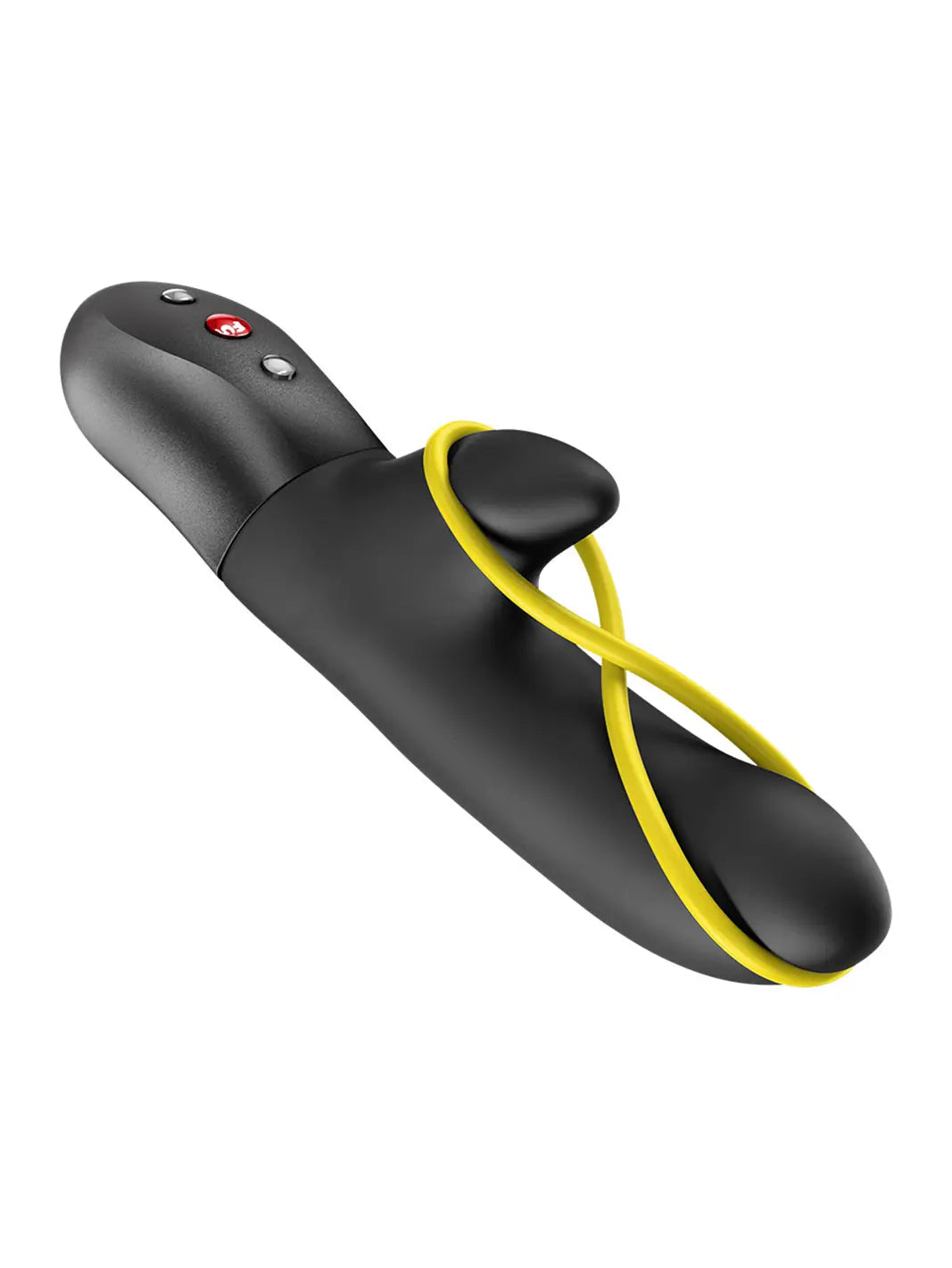 FUN FACTORY Amorino in black side angle highlighting the curved shape, looped design and sleek silicone finish.