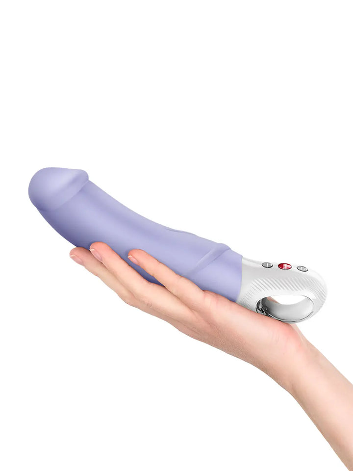 Fun Factory BIG BOSS Purple XL vibrator shown in hand for size reference
