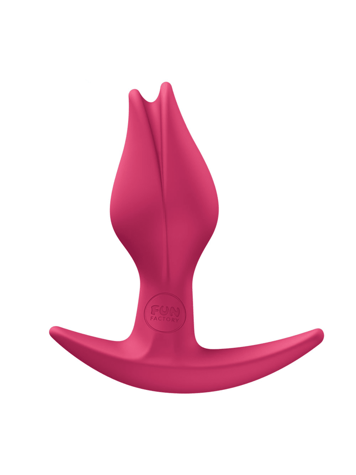 FUN FACTORY Bootie Fem in raspberry front view showing the tapered tip and flexible curved base.