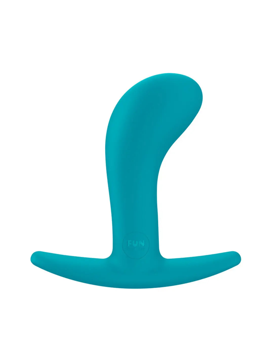 FUN FACTORY Bootie M in aquamarine front view showing smooth silicone finish and broad curved base.