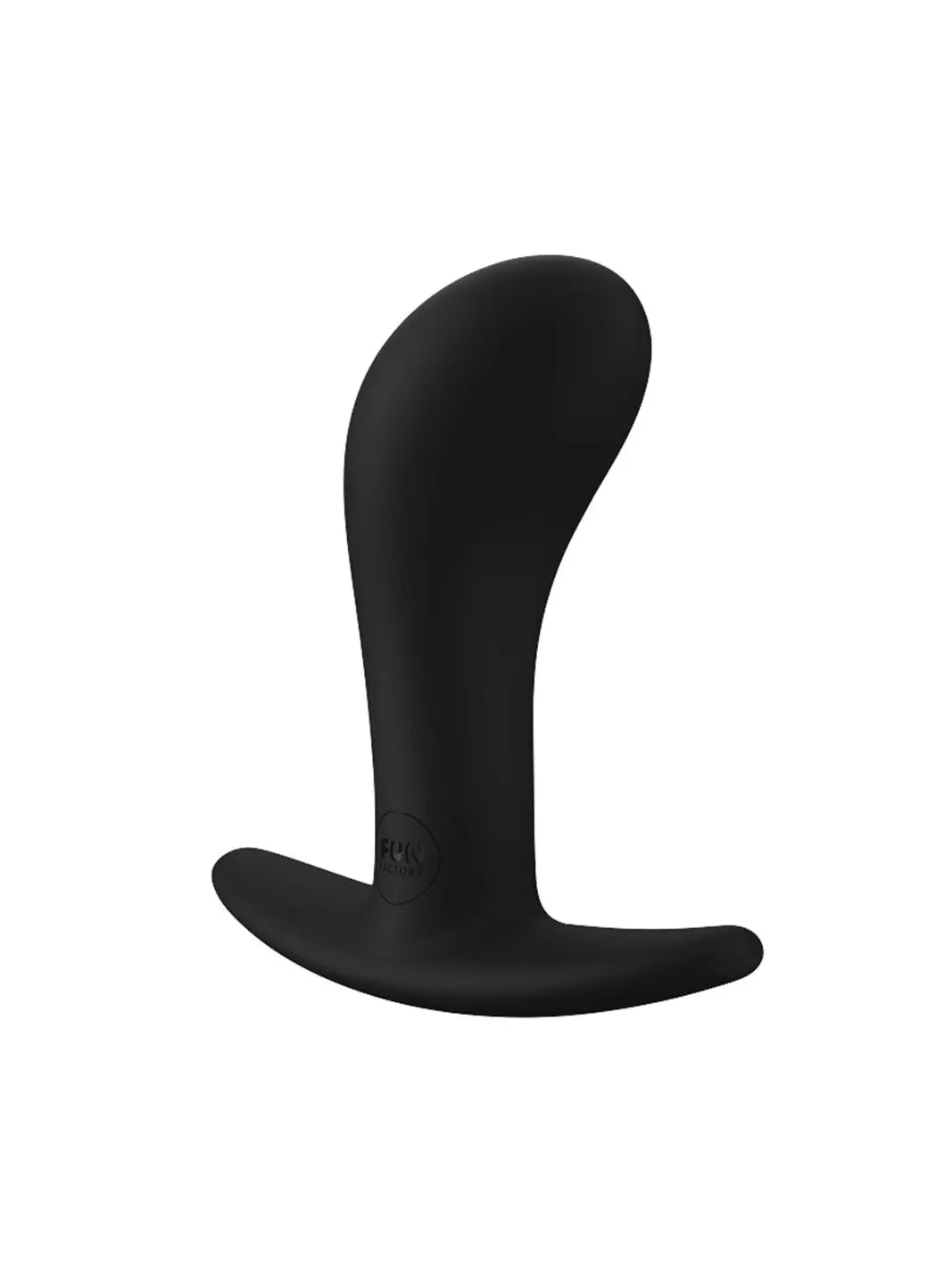FUN FACTORY Bootie M in black side view highlighting the curved ergonomic shape and sturdy silicone design.