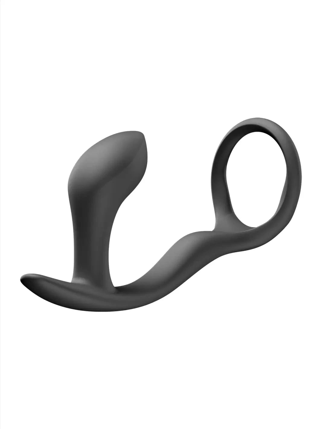 FUN FACTORY Bootie Ring in black main view showing smooth silicone finish, curved plug and flexible ring handle.