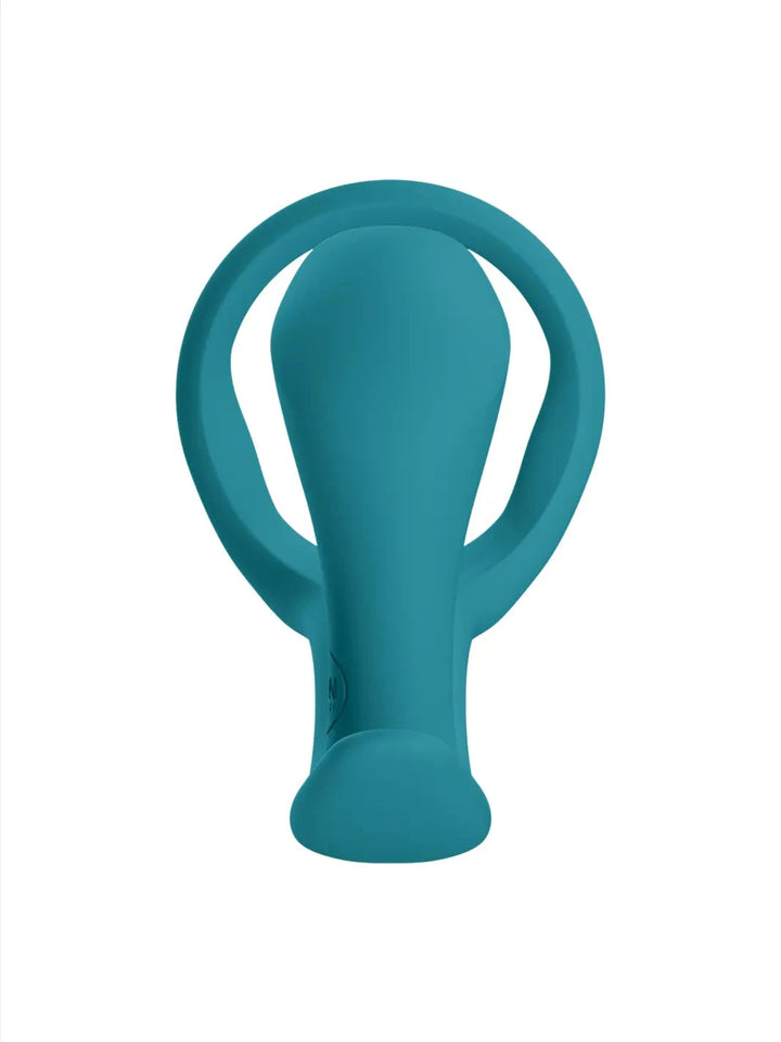 FUN FACTORY Bootie Ring in aquamarine front view with ergonomic curved shape and easy-grip ring design.