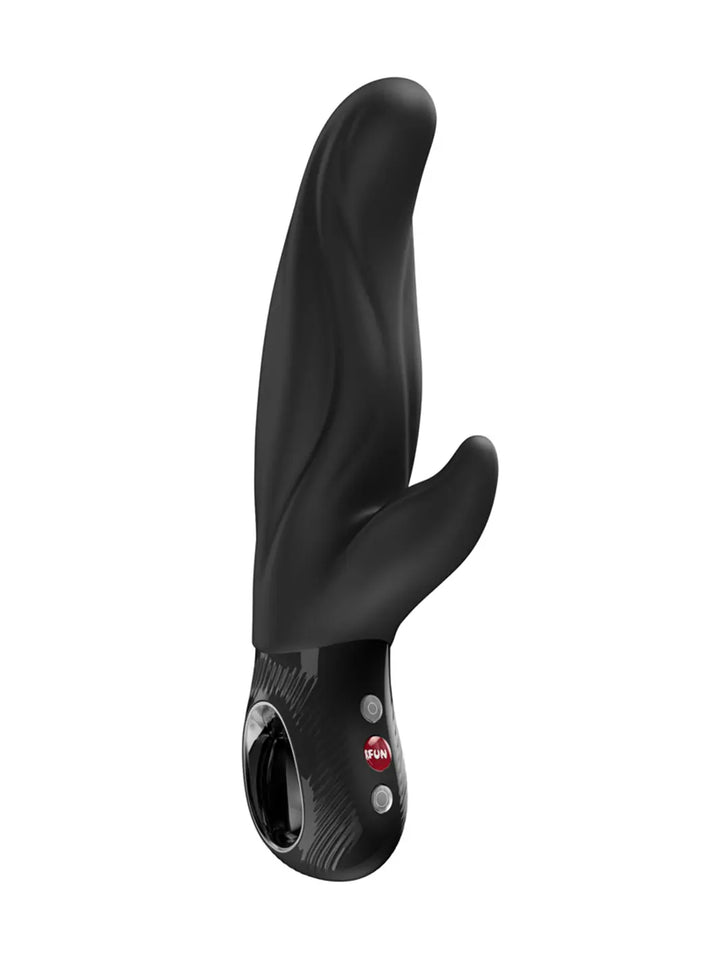 FUN FACTORY Lady Bi in black main view with smooth silicone finish, curved shape and ergonomic handle.