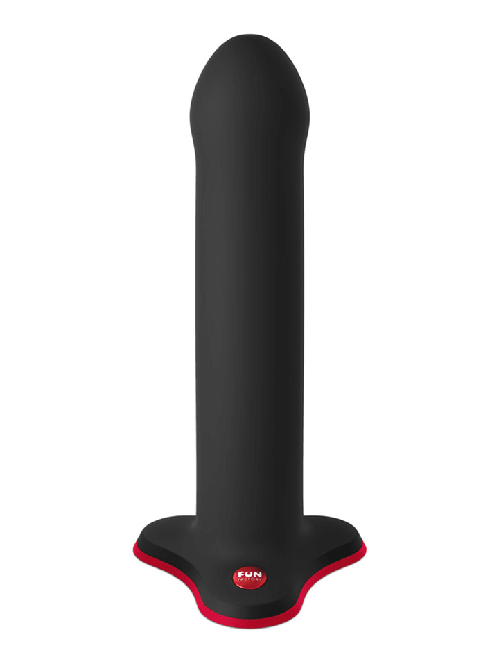 FUN FACTORY Magnum in black front view with sleek curved shape and red base accent.