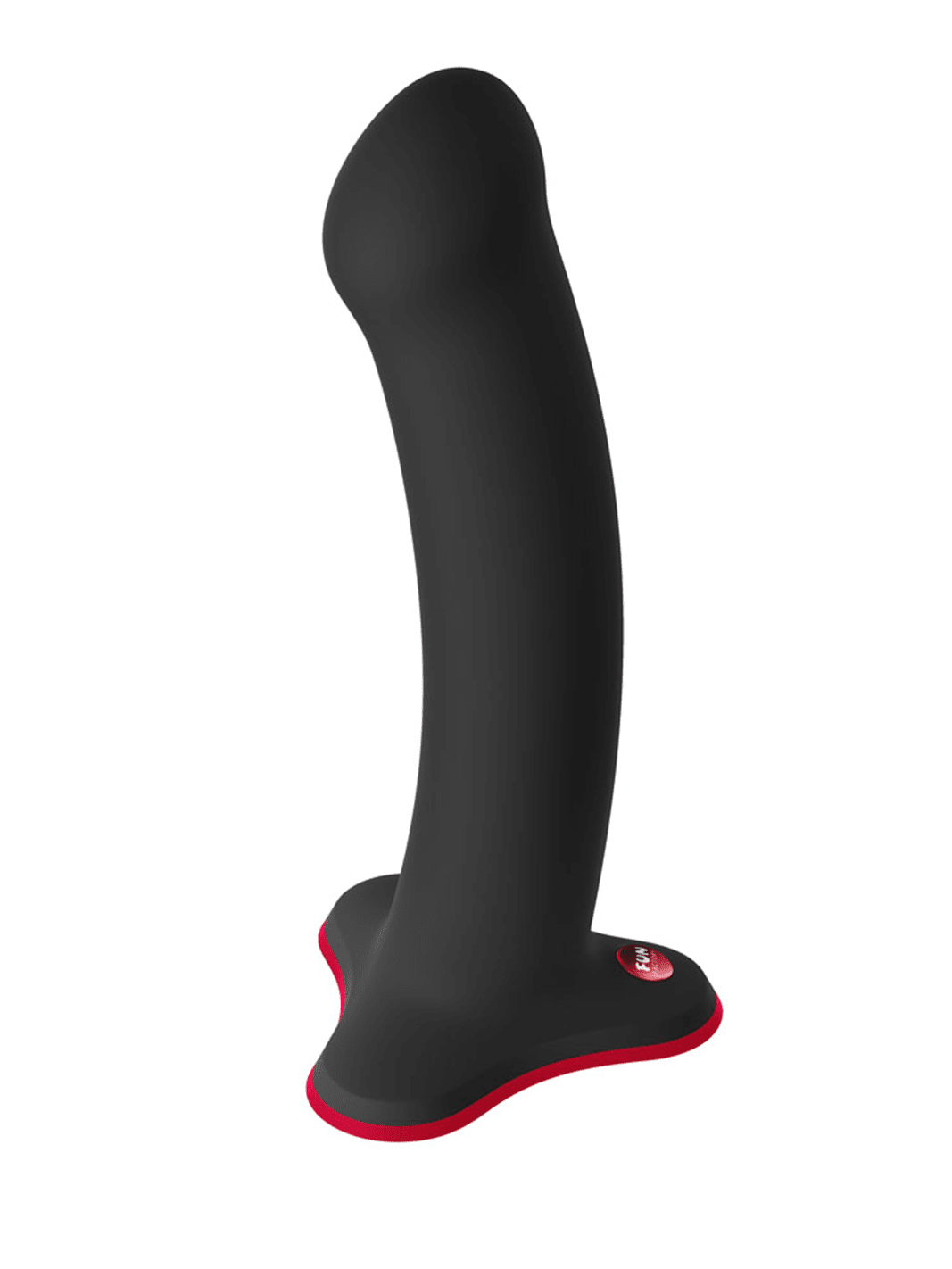 FUN FACTORY Magnum in black side angle showing smooth silicone texture and sculpted base.