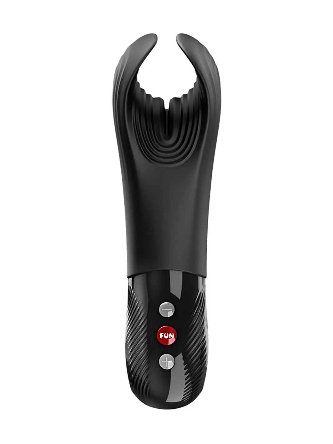 Fun Factory MANTA male massager in black shown from the front