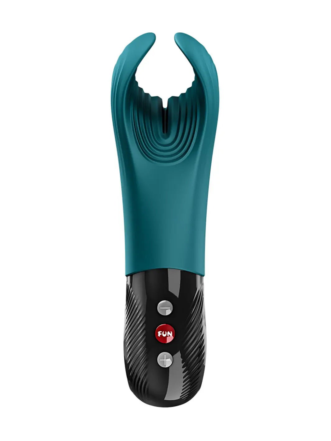 Fun Factory MANTA male massager in bottle green shown from the front