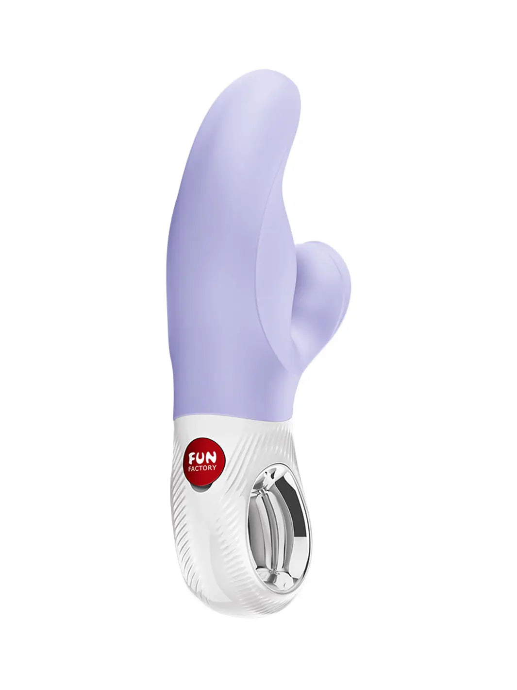 Side profile of the FUN FACTORY Miss Bi rabbit vibrator in purple