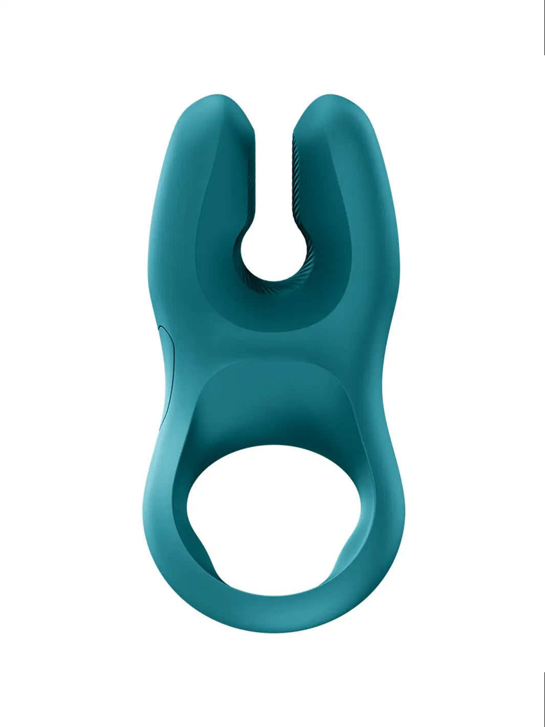 FUN FACTORY NOS Pro in bottle green back view showing the flexible dual-tip design and open loop handle.