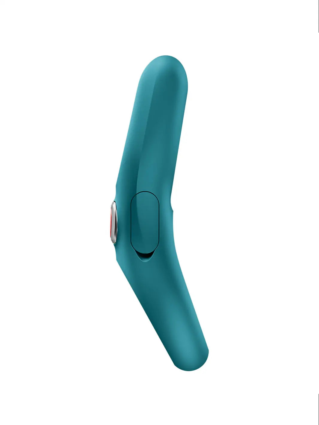 FUN FACTORY NOS Pro in bottle green back view showing the flexible dual-tip design and open loop handle.