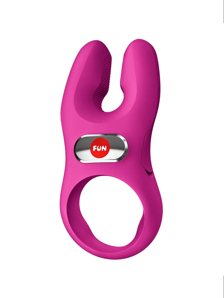 FUN FACTORY NOS Pro in magenta main view with flexible dual tips, control button and ergonomic loop handle.