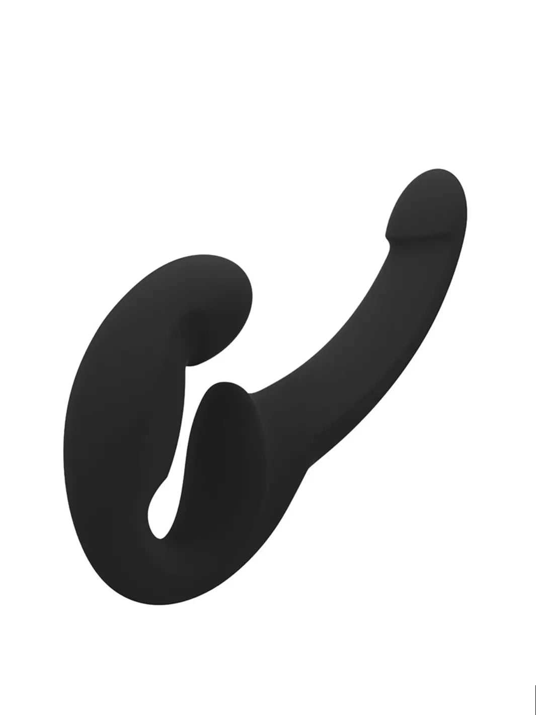 Angled view of the Fun Factory Share Lite showing its curved double-ended shape in Black