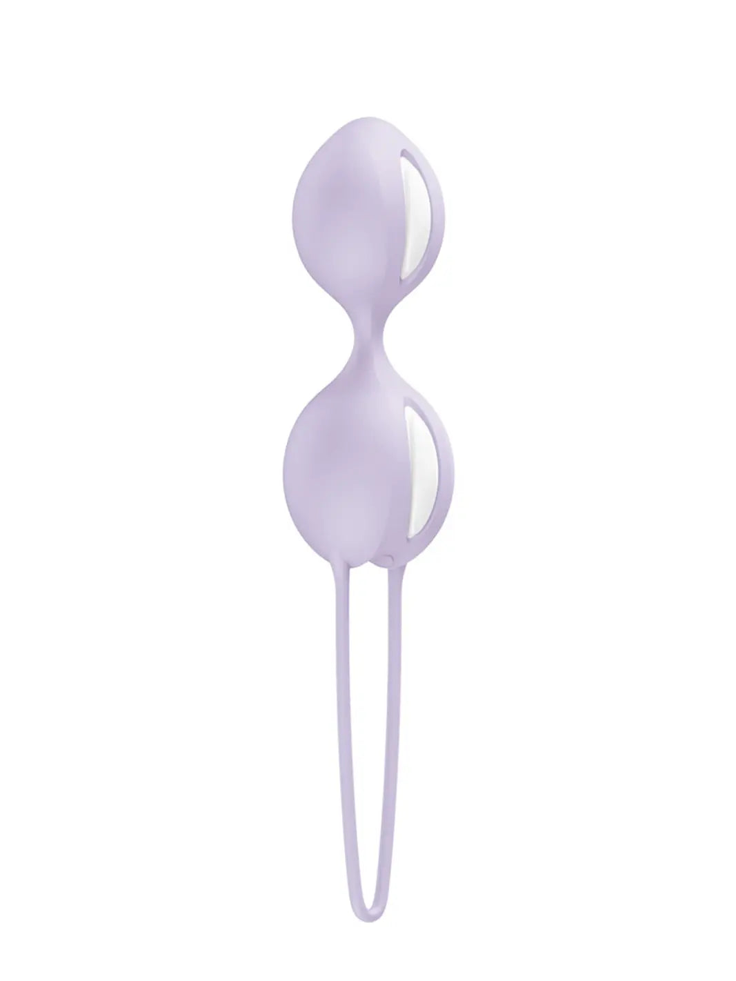 FUN FACTORY Smartballs Duo in purple angled view showing dual weighted design and retrieval loop.