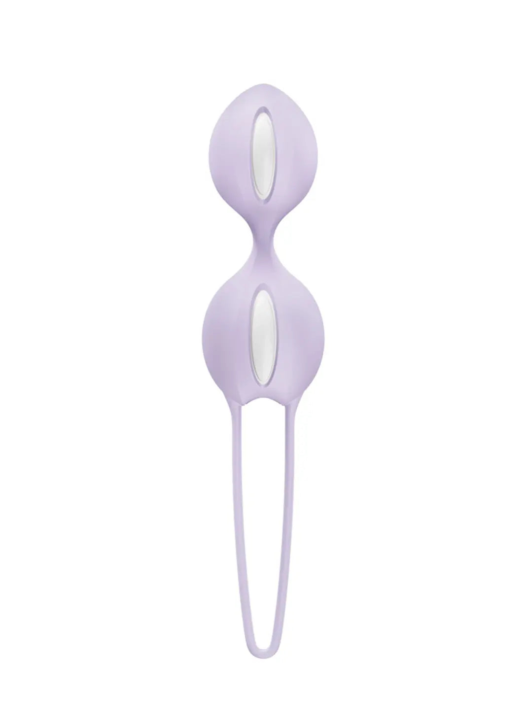 FUN FACTORY Smartballs Duo in purple front view with smooth silicone finish and slim retrieval loop.