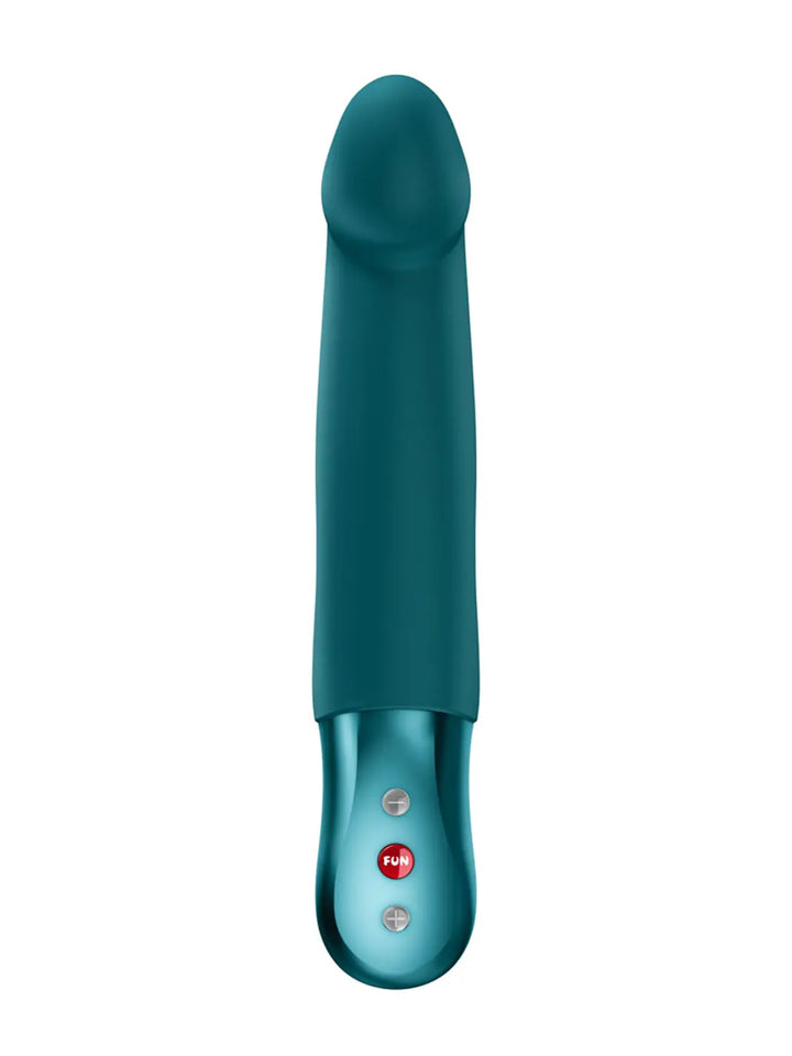 FUN FACTORY Stronic Real in black front view with smooth silicone finish and easy-to-use control buttons.