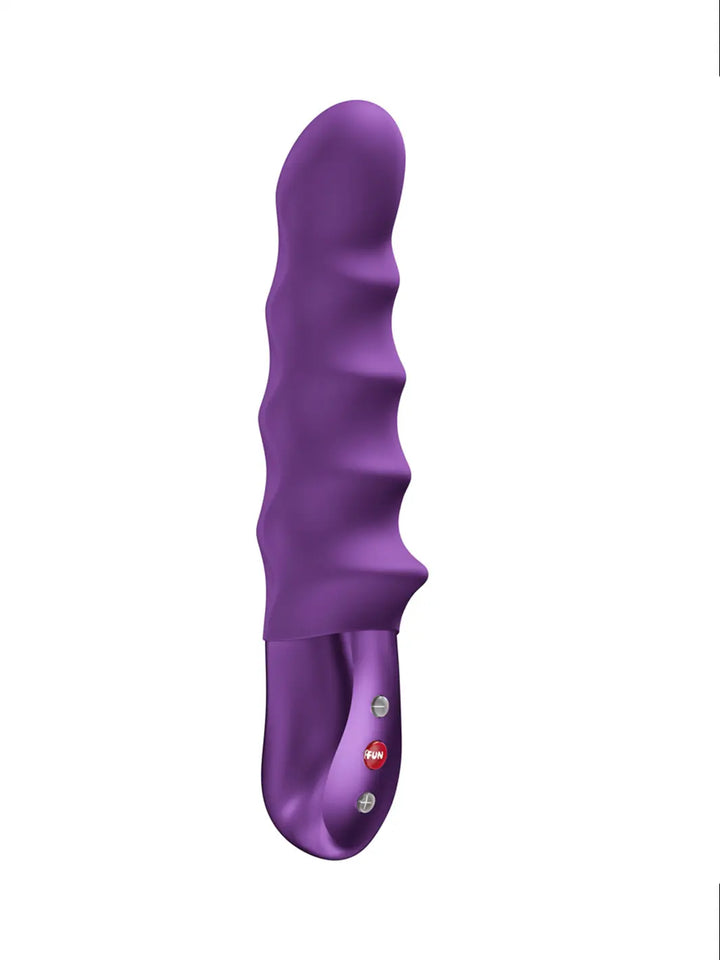 Side view of the FUN FACTORY Stronic Surf dark violet pulsating vibrator