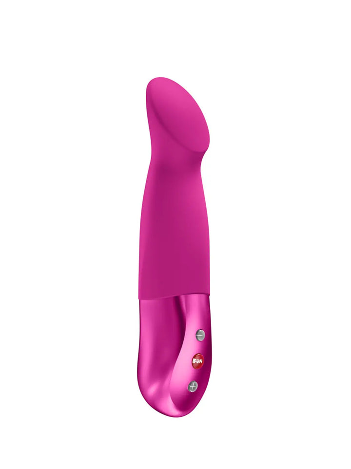 FUN FACTORY Sundaze in magenta angled view showing the slim curved silicone design and ergonomic handle.