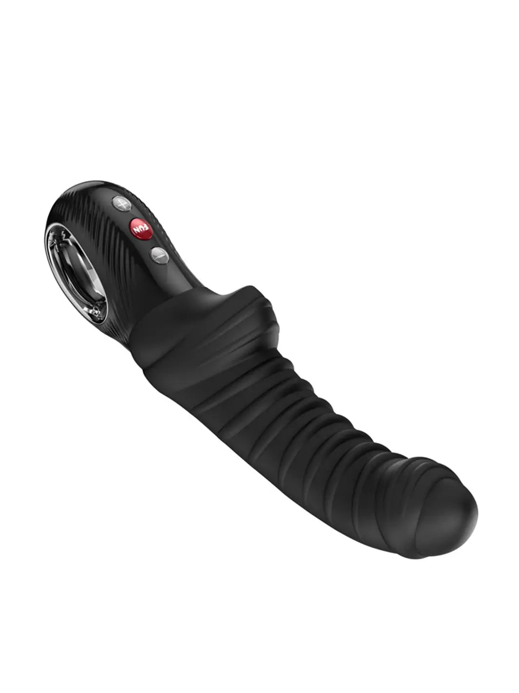 Angled view of Fun Factory Tiger G5 silicone vibrator in black