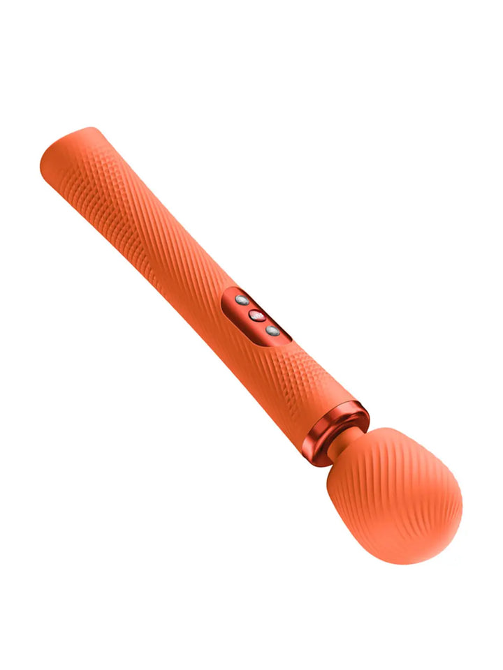 Fun Factory VIM sunrise orange wand vibrator angled view