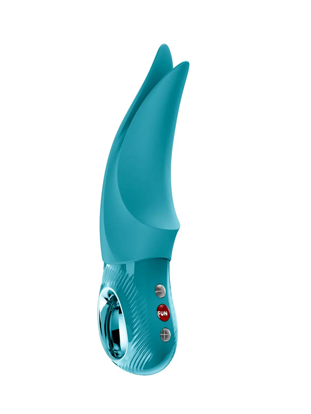 FUN FACTORY Volta in aquamarine angled view showing flexible dual-tip design and ergonomic handle.