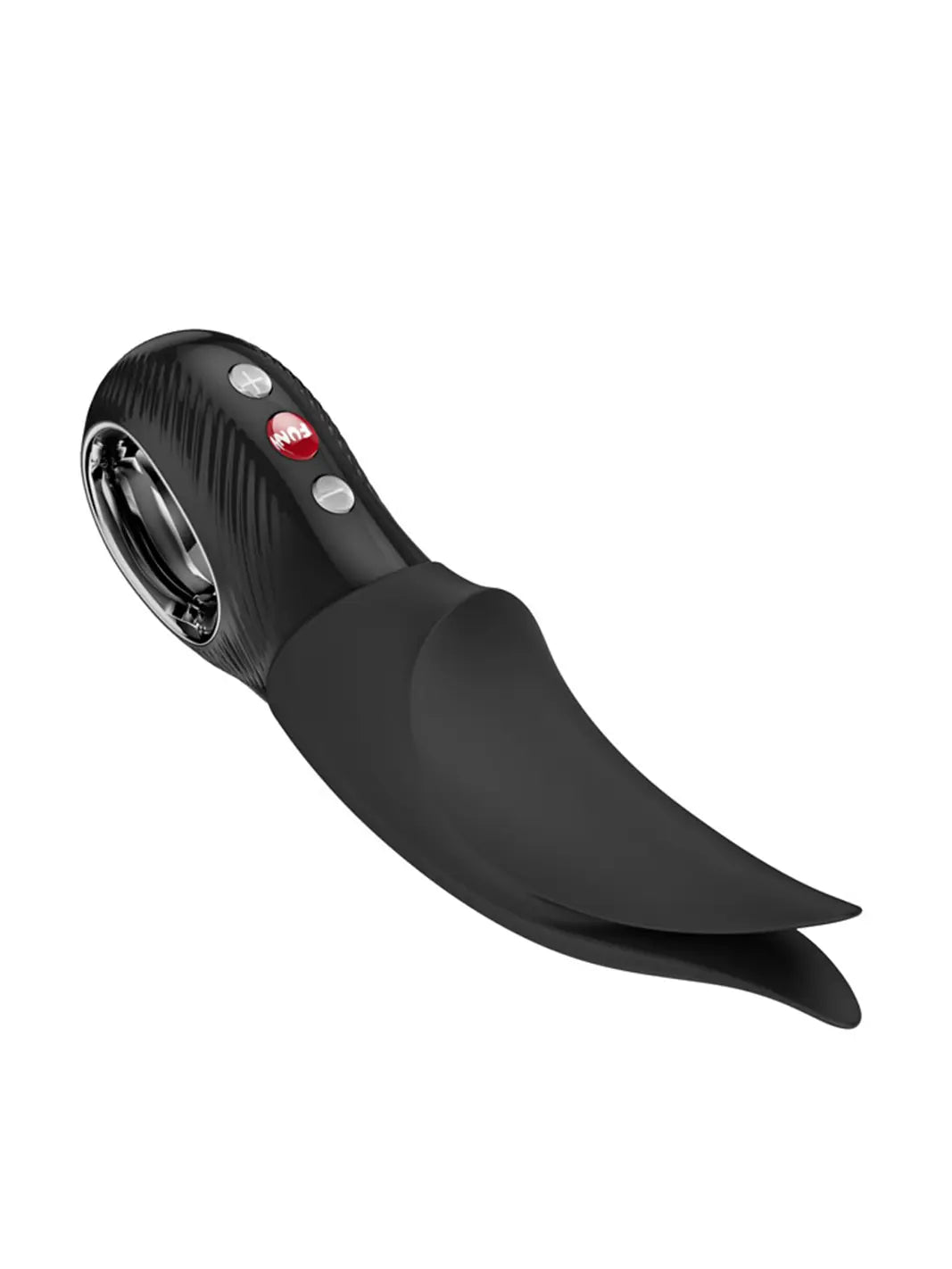 FUN FACTORY Volta in black side view highlighting the slim curved shape and precision tips.