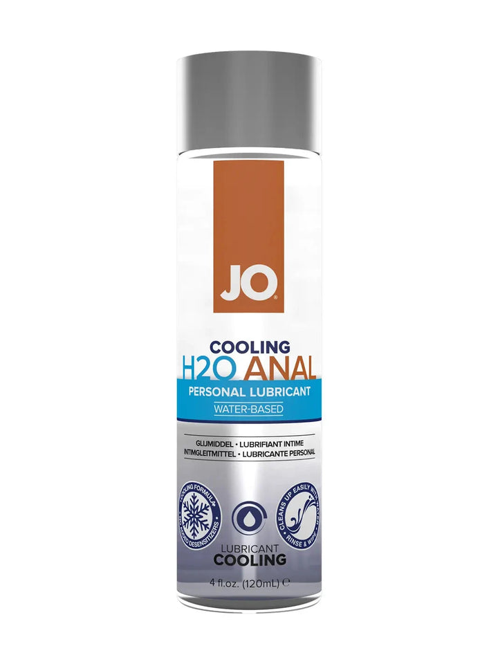 JO H2O Anal Cooling Water-Based Lubricant 120ml bottle with smooth cooling water-based formula
