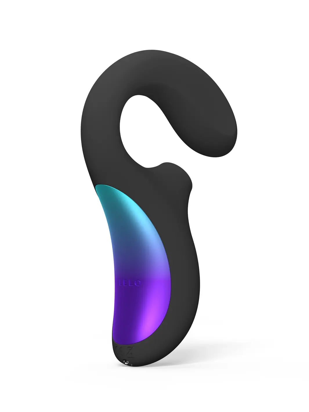 LELO Enigma Wave in black main view showing the curved dual-stimulation design and gradient accent detail.