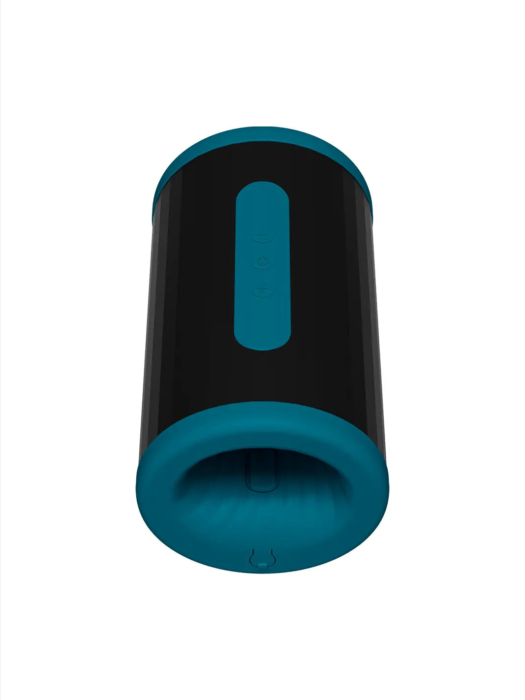 LELO F2S Double Sonic in teal front view showing the open-ended textured sleeve and smooth outer design.