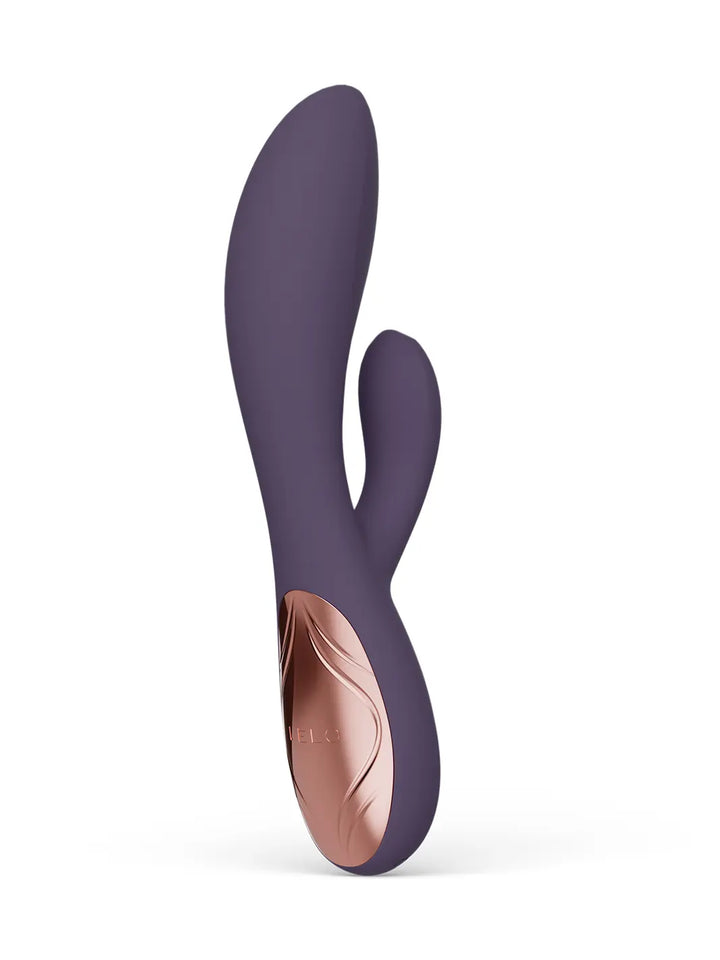 LELO Ina Thrust purple front angle showing curved dual-stimulation design.