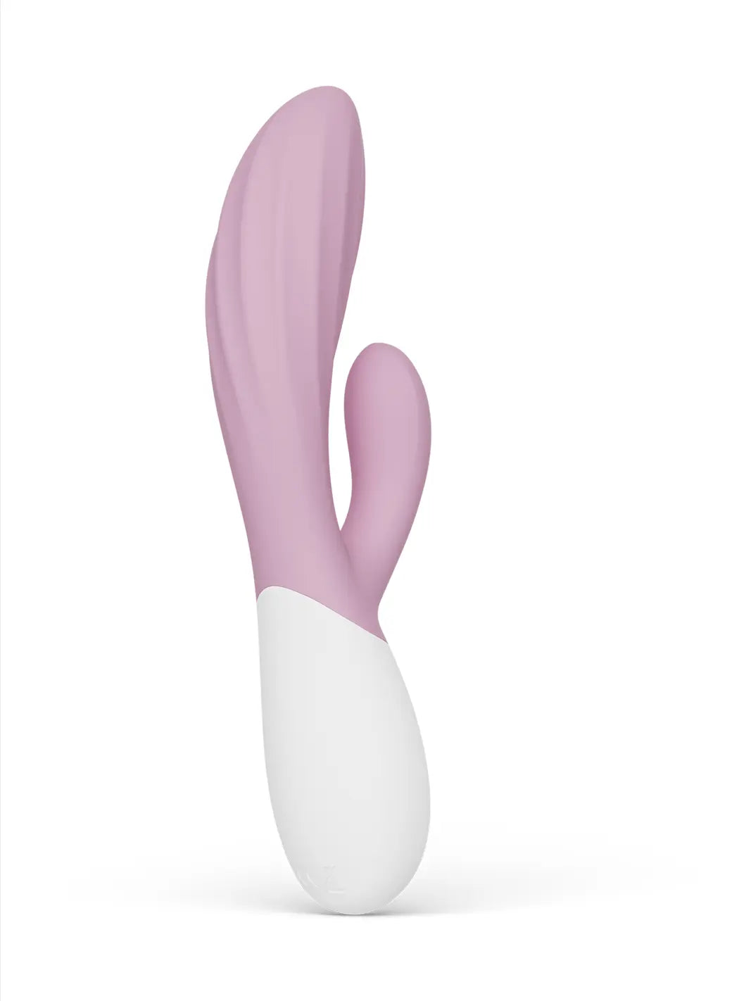 LELO Ina Twist in soft pink main view showing curved dual-stimulation silicone design and white handle.