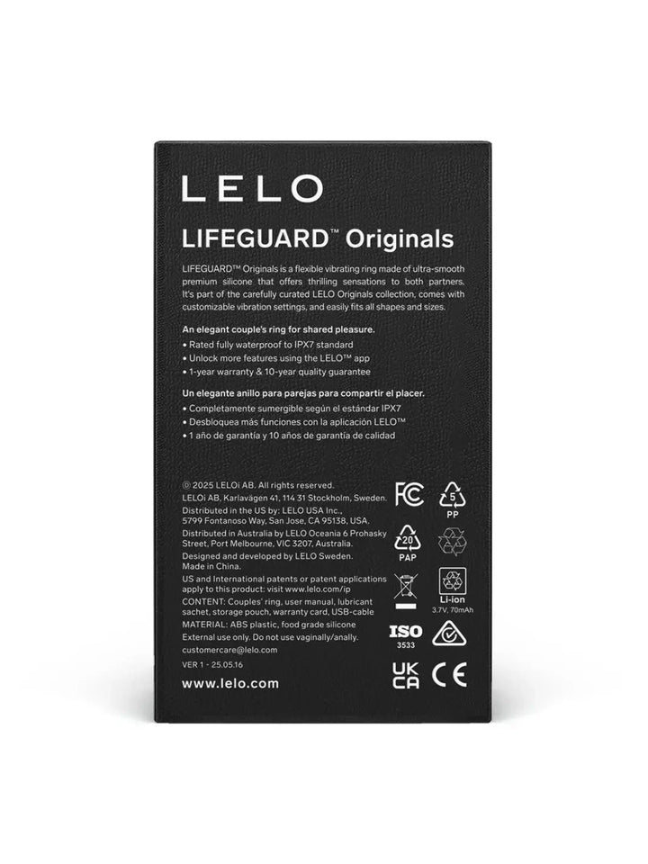 LELO LIFEGUARD™ Originals Vibrating Couples Ring - joujou.com.au
