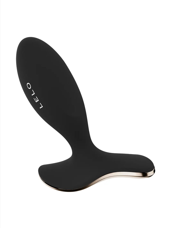 LELO Surfer 2 in black main view showing curved silicone shape and metallic edge detail.