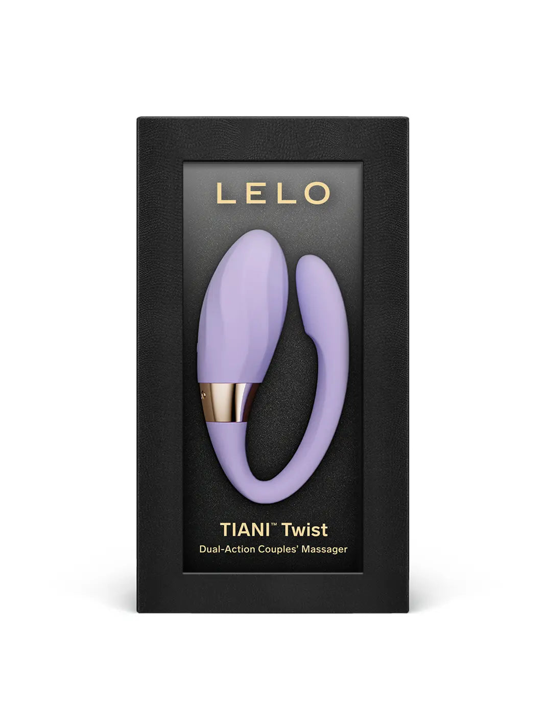 LELO Tiani Twist Soft Pink dual-action couples massager displayed in black presentation packaging