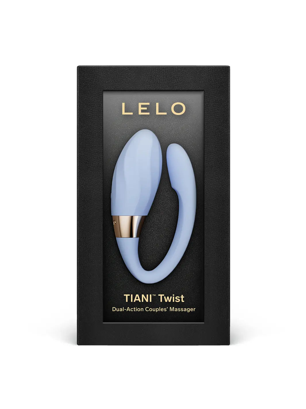 LELO Tiani Twist Sea Foam dual-action couples massager displayed in black presentation packaging