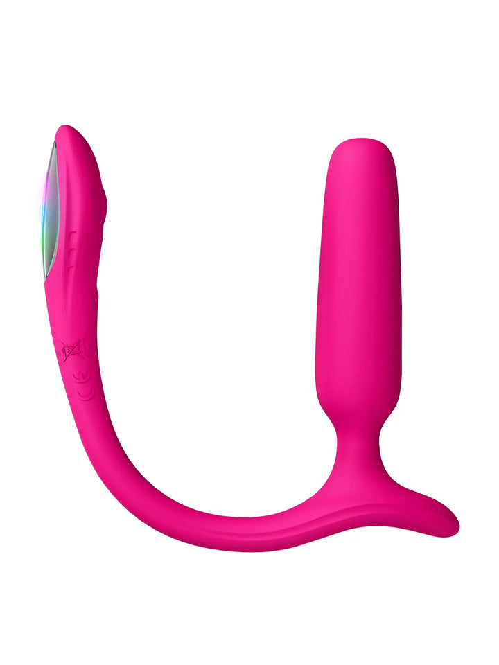 Lovense Lush Anal vibrating plug with slim curved design in signature pink silicone