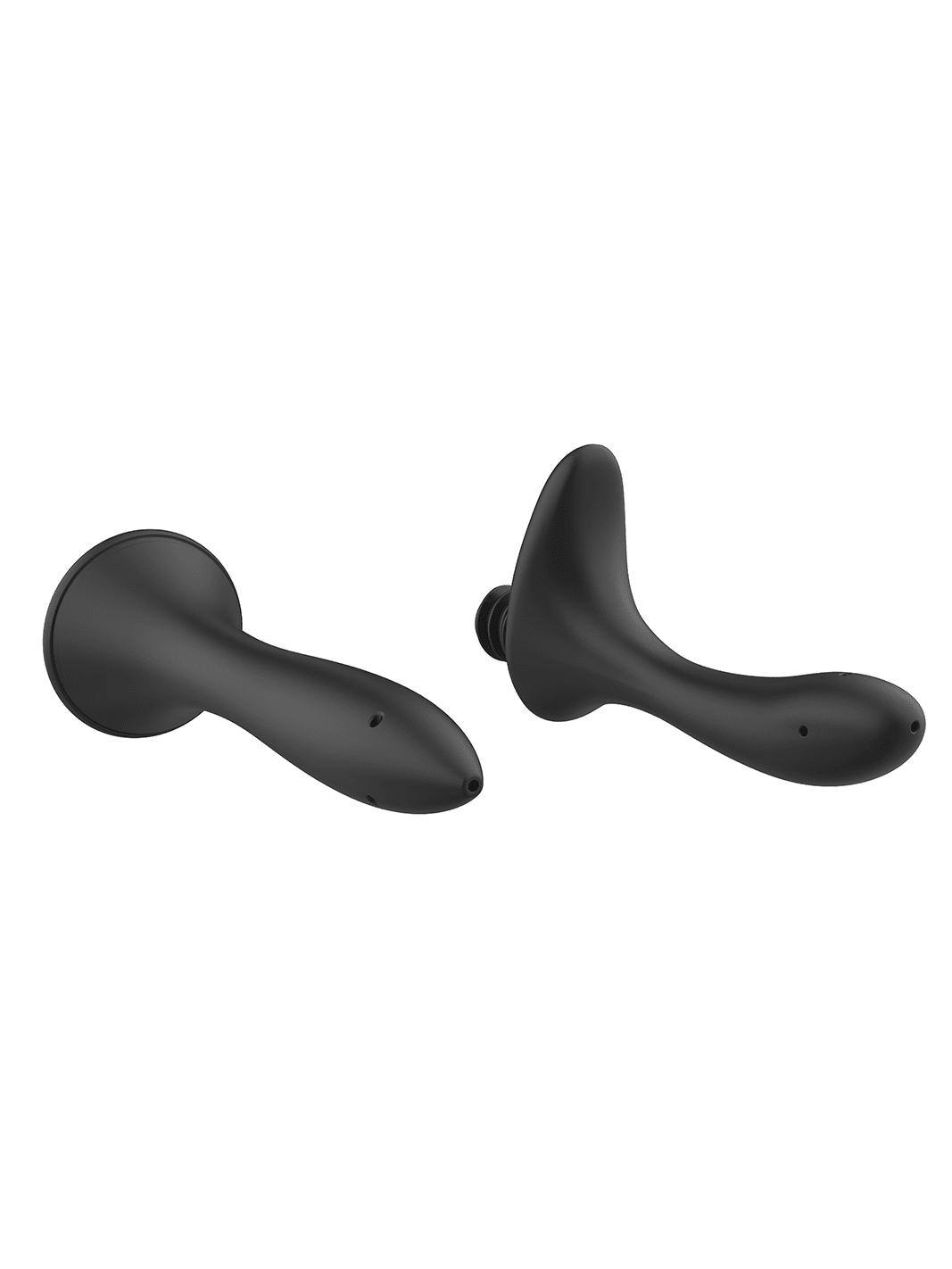 Nexus Anal Douche Set in black showing interchangeable nozzle attachments with smooth silicone finish.