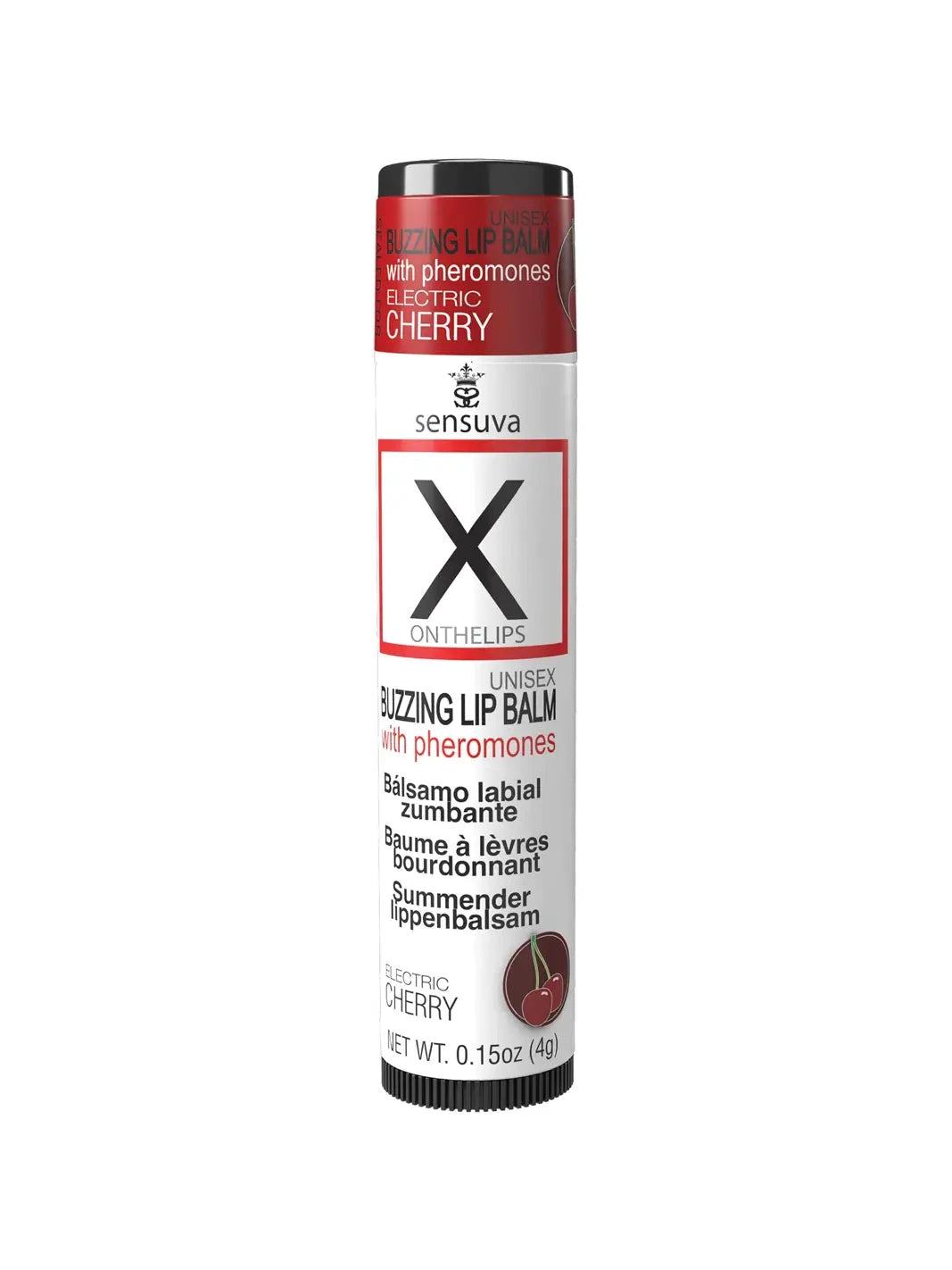 Sensuva X on the Lips Electric Cherry pheromone lip balm in twist-up tube