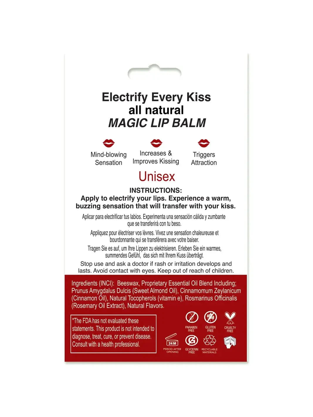 Back packaging showing Sensuva X on the Lips Cherry product information