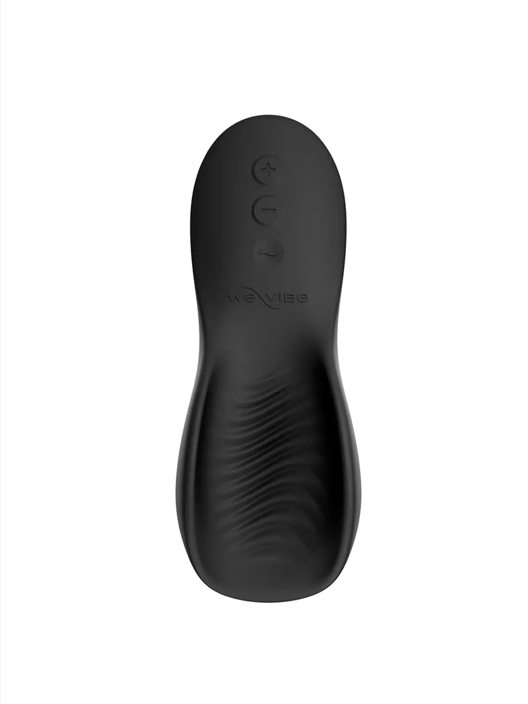 We-Vibe Shared Touch in black back view highlighting textured silicone detail and control buttons.