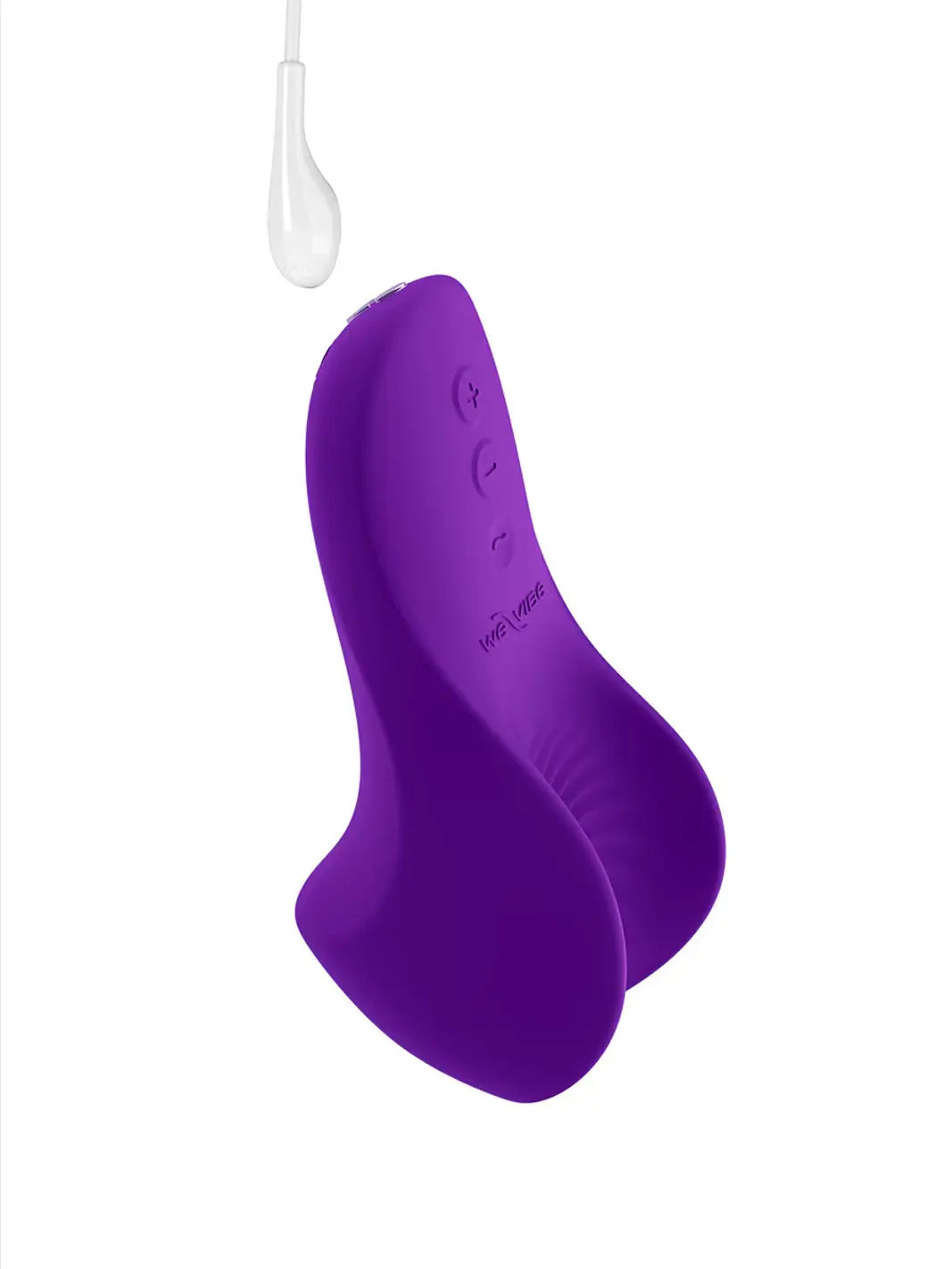 We-Vibe Shared Touch in purple shown with water droplet detail and smooth silicone finish.
