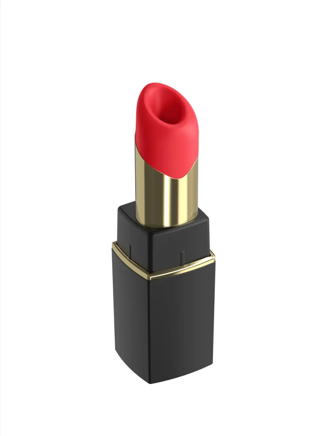 Womanizer Beauty in black and gold angled view showing lipstick-inspired design with sleek premium finish.