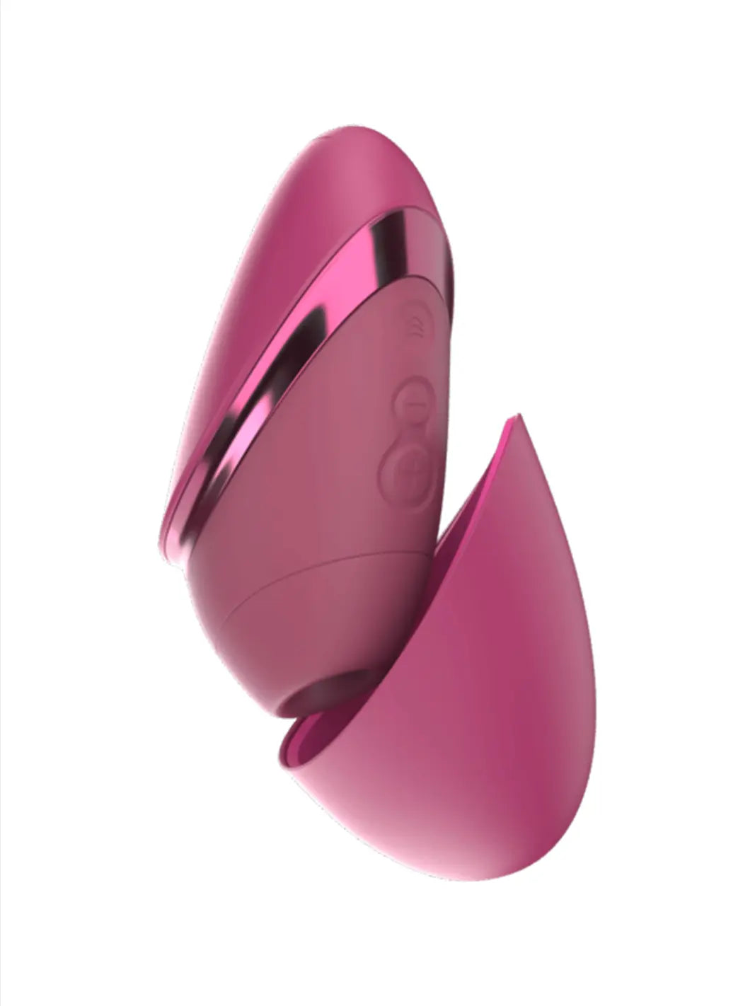 Womanizer Next Liberty in Pink main view showing compact curved design and metallic accent detail.