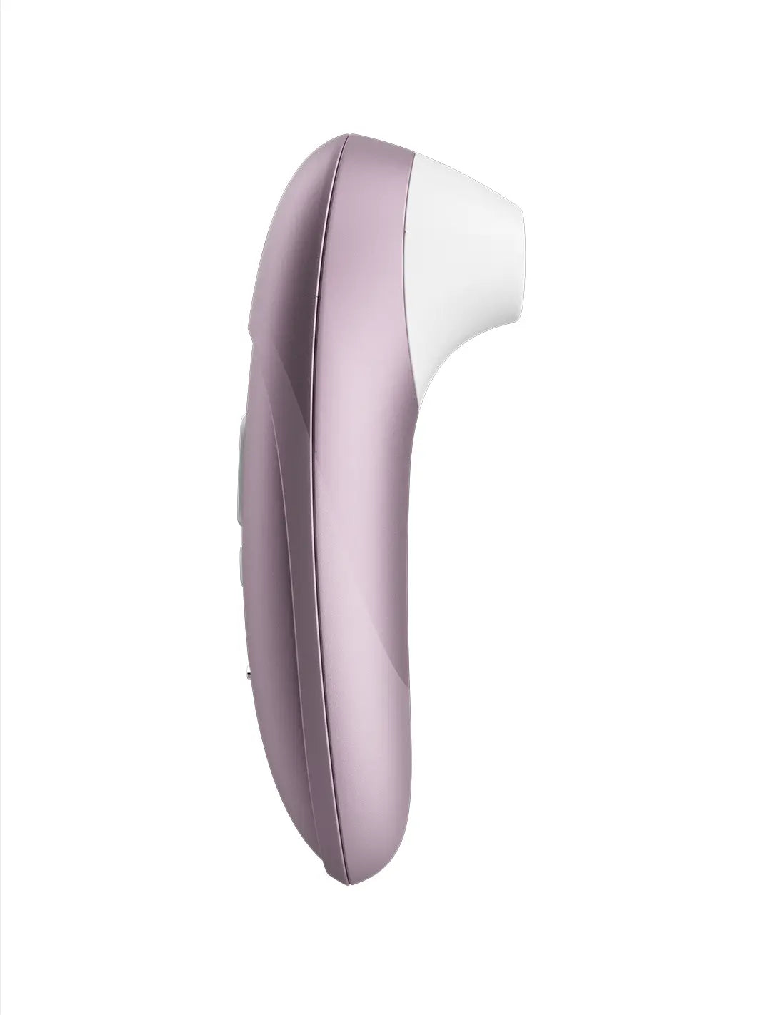 Womanizer Pro lilac side view showing its slim curved ergonomic shape.