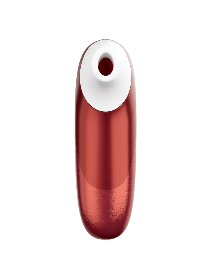 Womanizer Pro red top view showing the soft Pleasure Air opening.