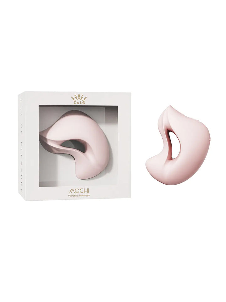 ZALO Mochi in blush pink shown with premium product packaging and soft curved wearable design.