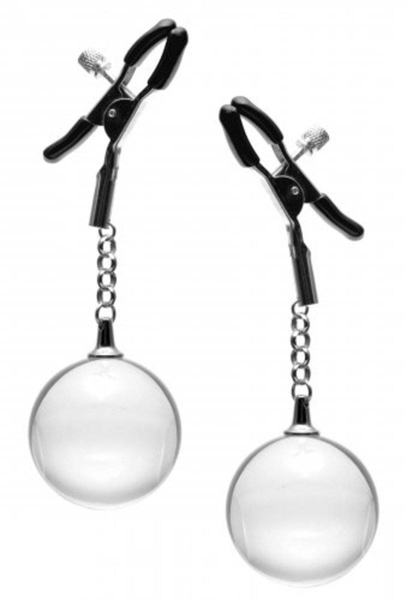 Spheres Nipple Clamps with Weighted Clear Orbs - joujou.com.au