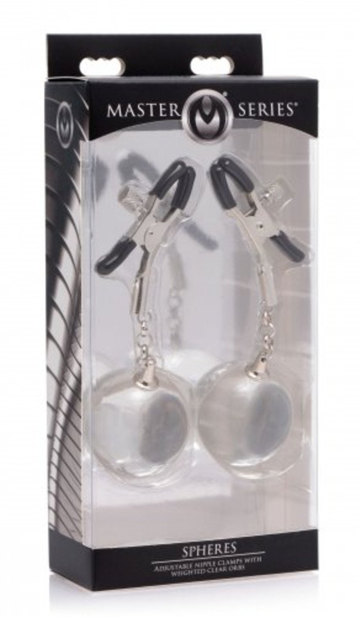 Spheres Nipple Clamps with Weighted Clear Orbs - joujou.com.au
